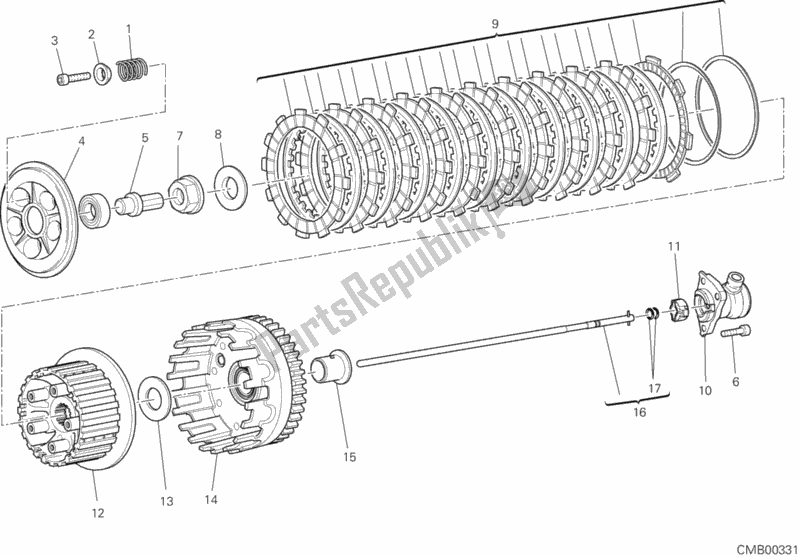 All parts for the Clutch of the Ducati Superbike 848 EVO Corse SE USA 2012